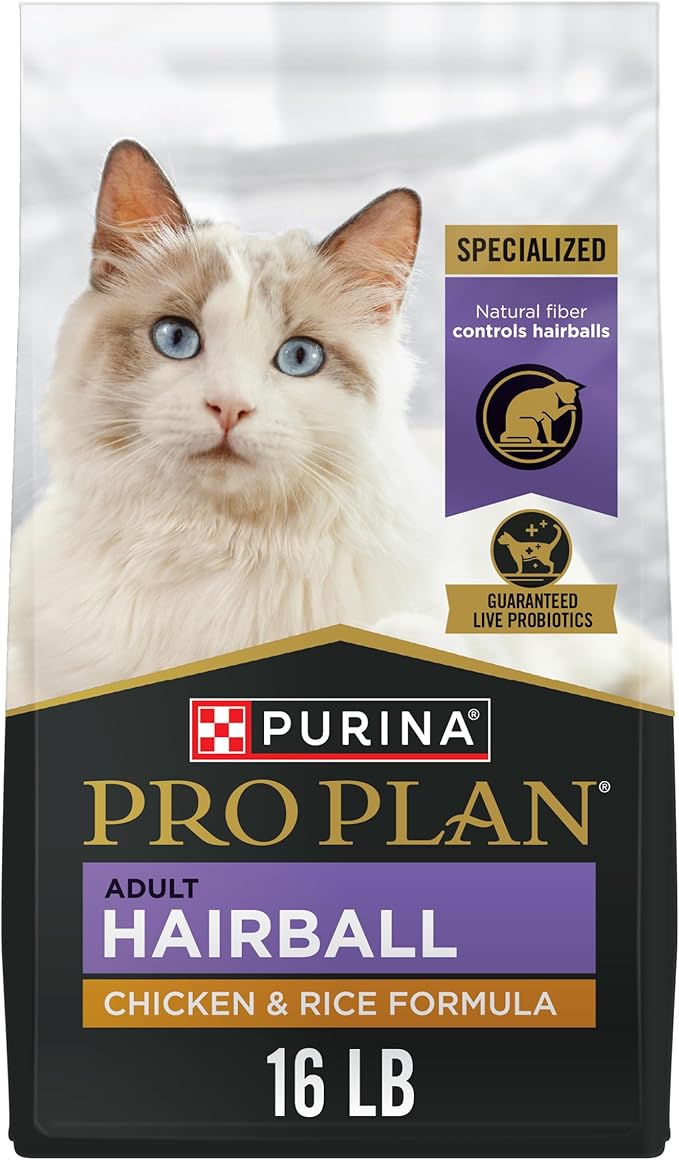 Purina Pro Plan Adult Hairball Control Cat Food Chicken and Rice Formula - 16 lb. Bag - PAWPICO