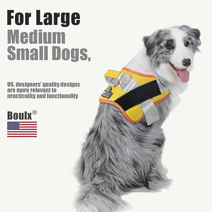 Bolux Dog Harness, No-Pull Reflective Dog Vest, Breathable Adjustable Pet Harness with Handle for Outdoor Walking - No More Pulling, Tugging or Choking (X-Large (Pack of 1), YellowOrange) Bolux
