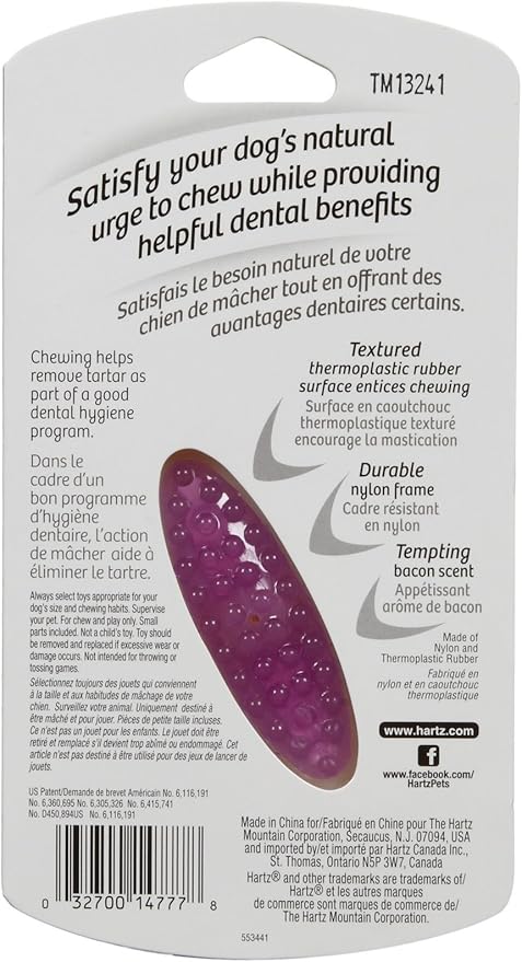 Hartz Chew 'n Clean Tuff Bone Bacon Scented Dental Dog Chew Toy - Extra Small - PAWPICO