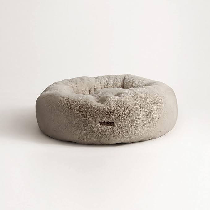 UnHide Floof Pet Bed - Medium (28" x 10") - Extra Soft Dog Bed - Removable Faux Fur Cover - Machine Washable - Helps Ease Pet Anxiety & Provides The Perfect Sleep - Taupe Ducky - PAWPICO
