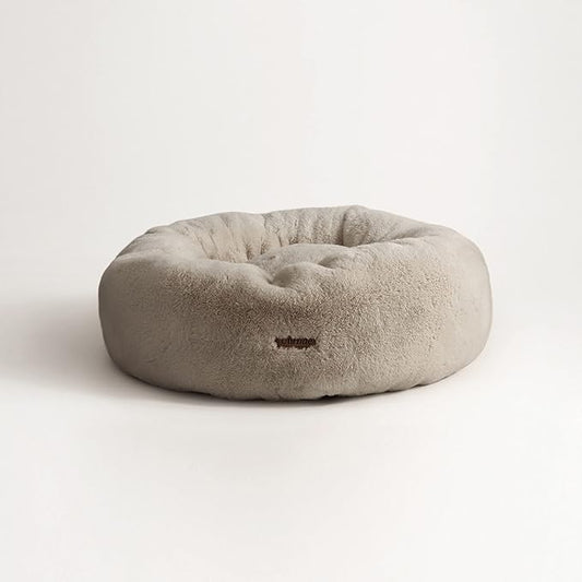 UnHide Floof Pet Bed - Small (23" x 8") - Extra Soft Dog Bed - Removable Faux Fur Cover - Machine Washable - Helps Ease Pet Anxiety & Provides The Perfect Sleep - Taupe Ducky - PAWPICO