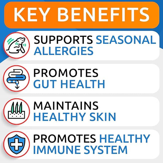 BARK&SPARK Dog Allergy Relief Chews (180 Immune Treats) - Anti-Itch Skin & Coat Supplement - Omega 3 Fish Oil - Itchy Skin Relief Treatment Pills - Itching&Paw Licking - Dry Skin & Hot Spots BARKSPARK