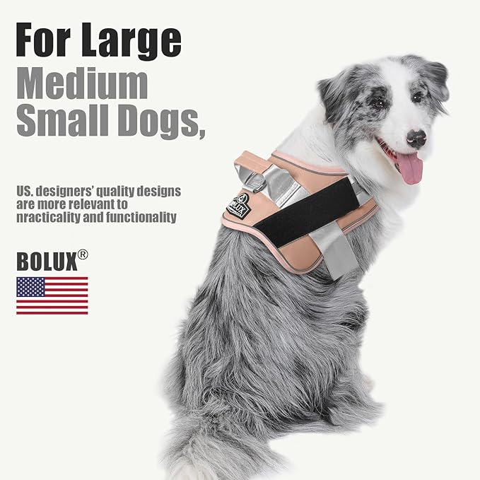 Bolux Dog Harness, No-Pull Reflective Dog Vest, Breathable Adjustable Pet Harness with Handle for Outdoor Walking - No More Pulling, Tugging or Choking Bolux