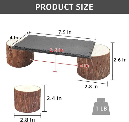 Bearded Dragon Basking Platform with Wooden Pile,Reptiles Hideout Cave,Turtle Basking Rock,Terrarium Habitat Decor Tank Accessories for Tortoise Lizards Snakes Chameleon Style B Gxsdj