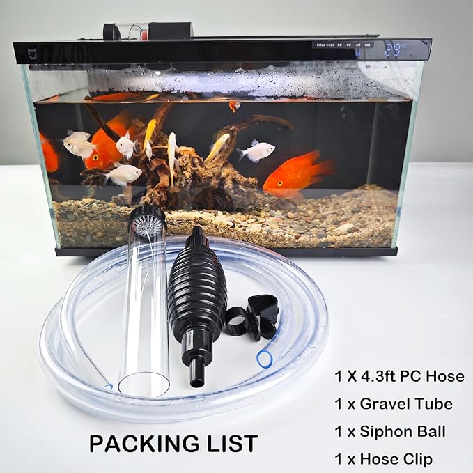 4.3ft Fish Tank Cleaner Aquarium Siphon Gravel Vacuum for Aquarium Fish Tank Changing Water Cleaning Gravel and Sand Seltomer