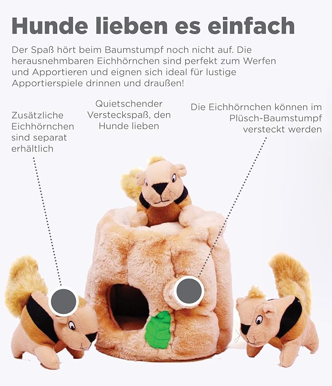 Outward Hound Hide A Squirrel Plush Dog Toy Puzzle, Medium - PAWPICO