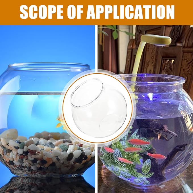 POPETPOP Plastic Fish Bowl Small Fish Tank: Transparent Small Aquarium Fish Bowls for Centerpieces Round Plastic Fish Bowl for Betta Fish Candy Party Favors, 7.07X7.07X6.29in POPETPOP