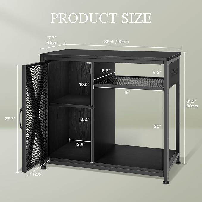 YITAHOME Fish Tank Stand with Power Outlets & LED Light, 40-50 Gallon Metal Aquarium Stand with Cabinet for Fish Tank Accessories Storage for Turtle Tank, Reptile Terrarium, 660LBS Capacity, Black YITAHOME
