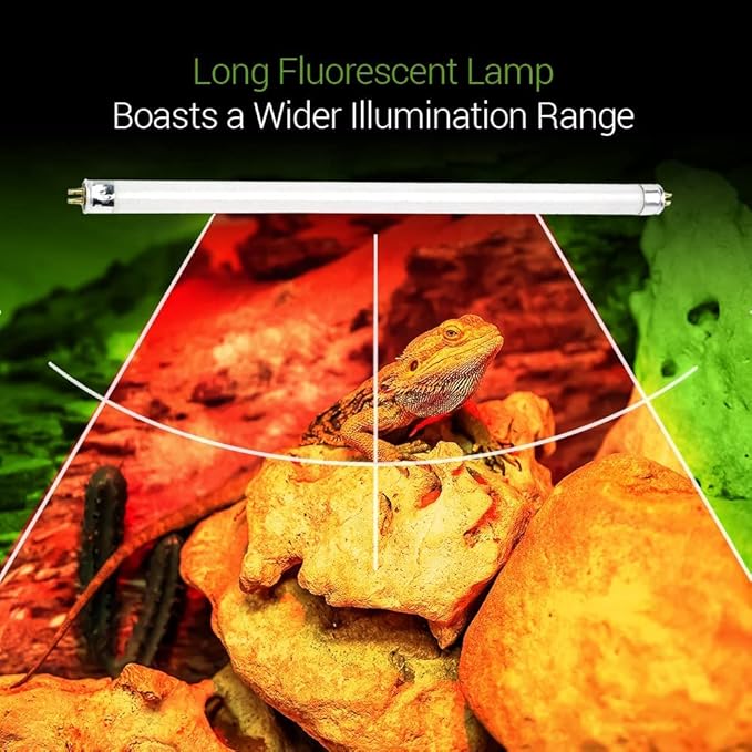2 Pack 8W-Watt T5 HO Reptile Light Desert UVA UVB 10.0 Fluorescent Tube - 12" Terrarium Hood Light Suitable for Desert Reptile Lizards Bearded Dragons & Promotes Natural Behavior UVB Bulb BluexBulbs