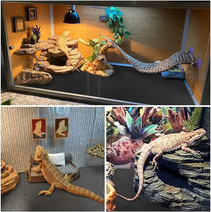 Reptile Carpet, Reptile Mat, Bearded Dragon, Leopard Gecko Substrate,Bearded Dragon Tank Flooring, Snake,Tortoise Bedding, Bearded Dragon Tank Accessories (18"X 79", 2 PCS Thicker Mat) TCYPUHL