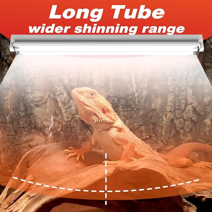 Hypool T5 UVB Reptile Light Fixture Including 2 Pack Bulbs HO 24W Reptile Amphibian Habitat Lighting Combo Kit with 22'' 10.0 UVB UVA Bulb Desert Pet Habitat Lamp (24W-Fixture-Combo) Hypool