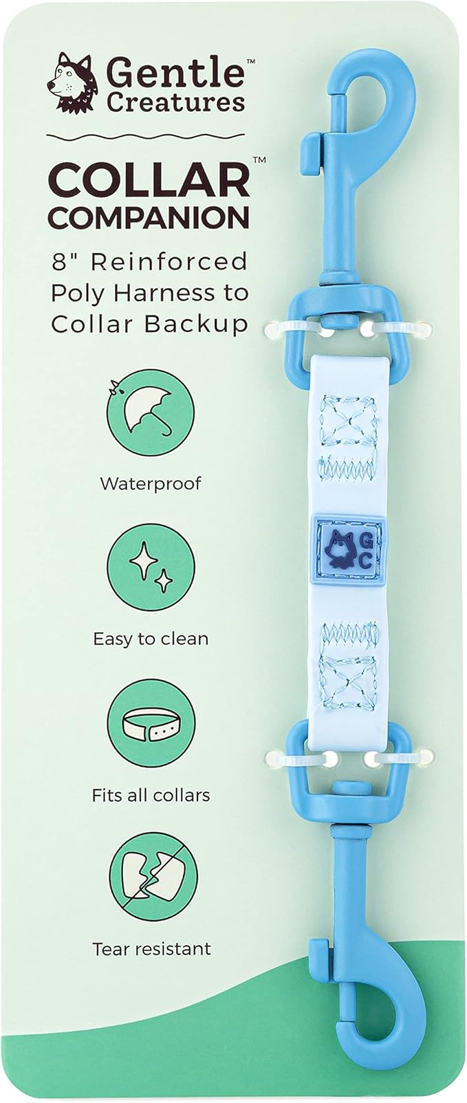 Gentle Creatures Collar Companion - Reinforced, Waterproof Poly Backup Clip for Dog Harness, Prong Collar, Pinch Collar, Gentle Lead - Double Ended Swivel Clips - Harness to Collar Safety Clip, Clasp GentleCreatures