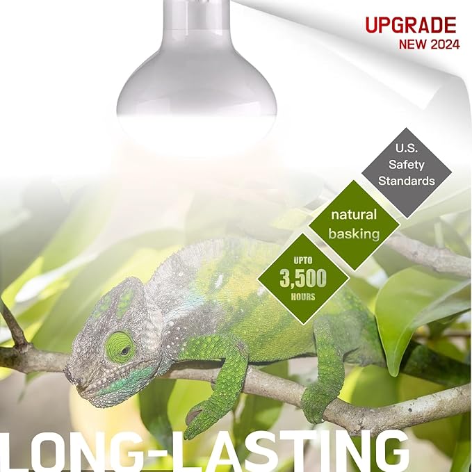 Reptile Heat Bulb Lamp, 2-Pack 100W Daylight Basking Spot, Bearded Dragon/Turtle/Lzard/Gecko Light Bulb, UVA Heat Lamp, Basking Light for Reptiles ReptiKing