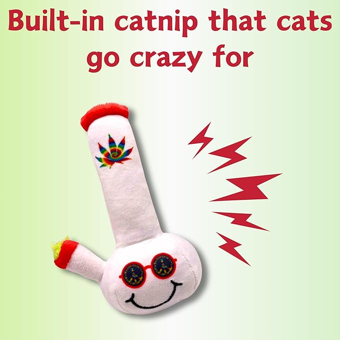 Lil' Billie The Bong 420 Cat Toy | Funny Cat Toy | Cool Plush Catnip Toy | Fun Novelty Gift | Play and Funny Photos - PAWPICO