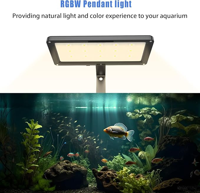 38W 24/7 RGBW Fish Tank Light,clip on aquarium led light, Auto Sunrise-Daylight-Fishlight-Blue light-Moon light-Sunset with Timer Controller for 12"-29" fish planted Tank,full spectrum aquarium light PAWPICO