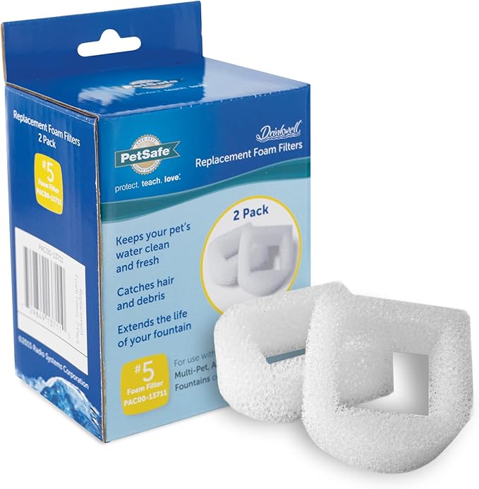 PetSafe Drinkwell Cat Water Fountain Filter Replacement - Foam Replacement Filters, Pet Fountain Filters for Various PetSafe Drinkwell Ceramic and Stainless Steel Pet Fountains, 2 Pack (PAC00-13711) - PAWPICO