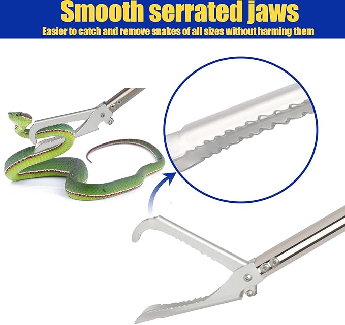 68" Snake Grabber Tool, Snake Tongs for Rattlesnake Reptile Tongs Long Reach Grabber Heavy Duty and Made of Stainless Steel Tube Sponge Handle (68inch (Black)) Greeily