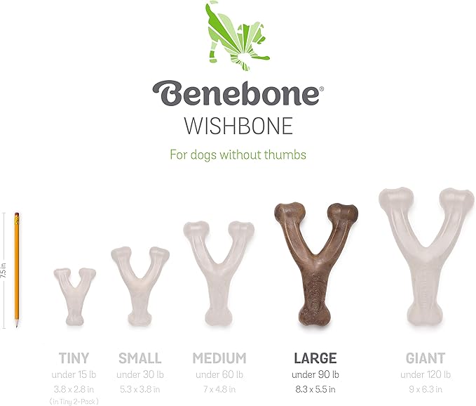 Benebone Wishbone Durable Dog Chew Toy for Aggressive Chewers, Real Peanut, Made in USA, Large - PAWPICO