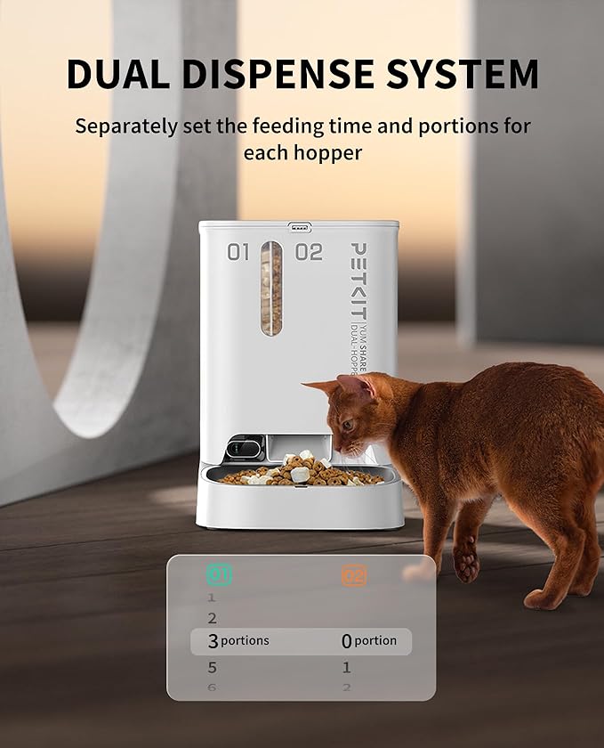 PETKIT Automatic Cat Feeder with Camera,1080P HD Video with Night Vision,Double Hopper Pet Feeder for Cats and Dogs with 2-Way Audio,Smart App Control Cat Food Dispenser,2.4G WiFi/Anti-Stick Bowl - PAWPICO