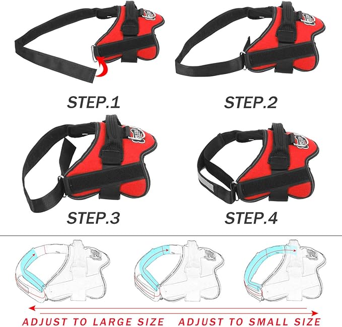 Bolux Dog Harness, No-Pull Reflective Dog Vest, Breathable Adjustable Pet Harness with Handle for Outdoor Walking - No More Pulling, Tugging or Choking (Red, M) Bolux