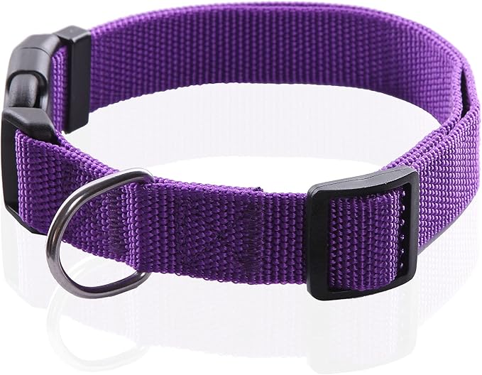Adjustable Nylon Dog Collar, pet Collar 1 Inch 3/4 Inch 5/8 Inch Wide, for Large Medium Small Dogs (M(3/4" x 14-21"), Purple) TAIDA