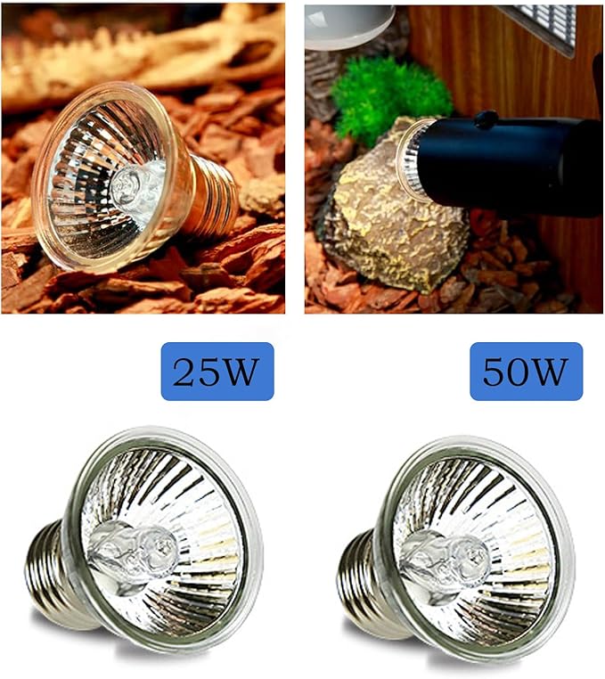 4 Pack Reptile Heat Lamp Bulbs, UVA+UVB Turtle Basking Heat Bulbs 25w/50w Tortoise Lighting Bulb for Lizards, Snakes, Aquarium, Amphibian PUEUTU