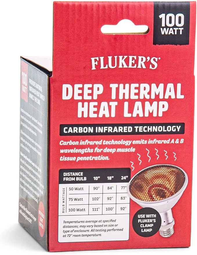Fluker's Deep Thermal Heat Lamp for Reptiles with Carbon Infrared Technology, for All Reptile Tanks, Great for Basking, 100 Watt Flukers