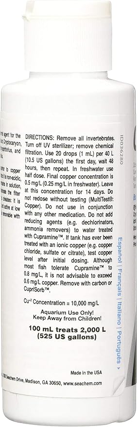 Seachem Cupramine Copper 100ml (Pack of 2) Seachem+Laboratories%2C+Inc.