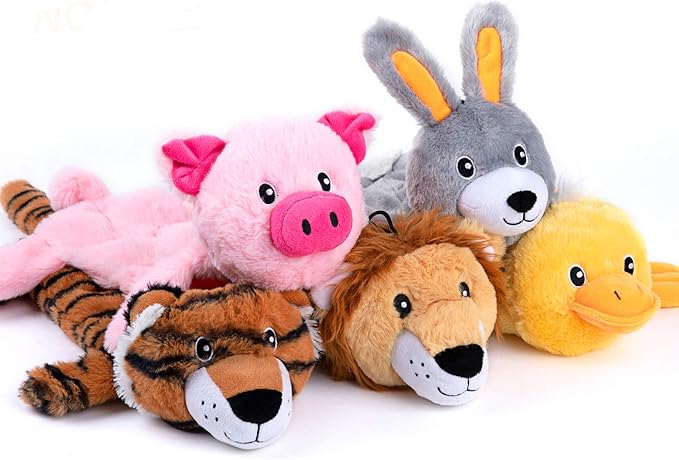 Nocciola 5 PCS Less Stuffing Dog Squeaky Toys for Aggressive Chewers, Durable Plush Dog Toy Set with Stuffed Head for Small to Large Dogs - PAWPICO