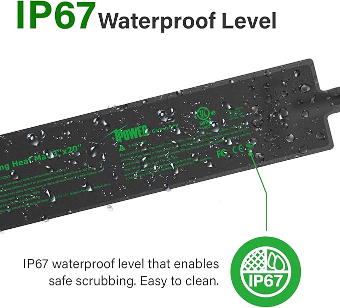 iPower 3" x 20" Seeding Heat Mat with Thermostat Temperature Adjustable Knob Durable Warm Hydroponic Plant Germination Starting Pad, Black iPower
