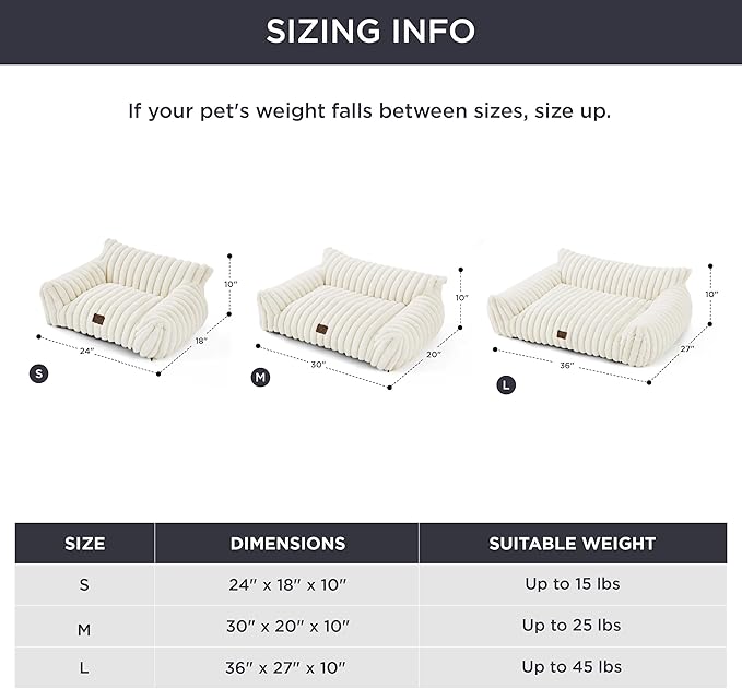 Bedsure Cute Cat Couch for Pets - Fluffy Cat Sofa with Premium Soft Corduroy Fleece, Fuzzy Cat Couch Bed with Removable Washable Cover, Supportive Cat Chair for Indoor Cats, 24inch, Cream - PAWPICO