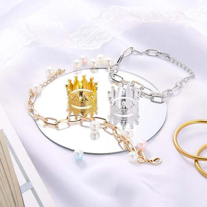 8 Pieces Lizard Crown Necklace Set Bearded Dragon Crown and Chain Gold and Silver Alloy Reptile Clothes Accessories Lizard Photo Props for Bearded Dragons Iguana Amphibians and Other Small Animals MTLEE