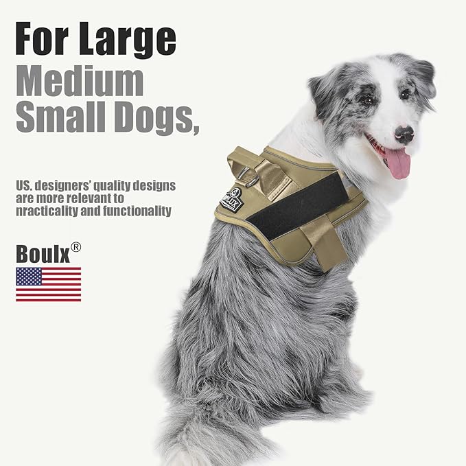 Bolux Dog Harness, No-Pull Reflective Dog Vest, Breathable Adjustable Pet Harness with Handle for Outdoor Walking - No More Pulling, Tugging or Choking Bolux