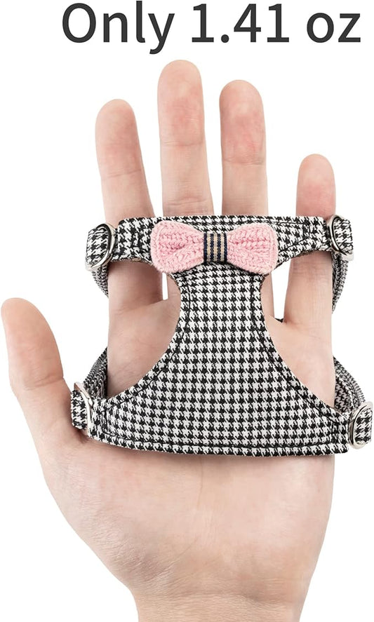 Puppytie No Pull xs Dog Harness with Multifunction Dog Leash,Soft Adjustable No Choke Escape Proof Pet Harness Vest,Knitted Black-White,xs Puppytie