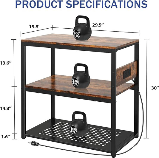 20-29 Gallon Fish Tank Stand With Power Outlets, 3-Tier Metal Aquarium Stand, Breeder Reptile Tank Stand with Shelf for Home Office, 660LBS Capacity, 29.5 x 15.8 x 30.1 inches Livofloral