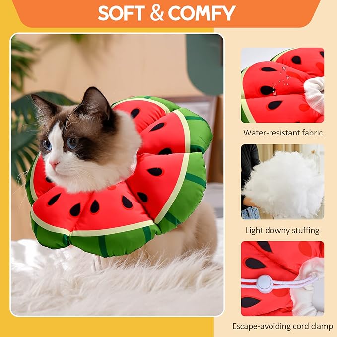 Avont Cat Cone Collar Soft, Adjustable Recovery E Collar Alternative for Cats Kittens Puppies, Elizabethan Neck Cone of Shame to Prevent Licking Biting After Surgery Protect Wounds -Melon(L) Avont