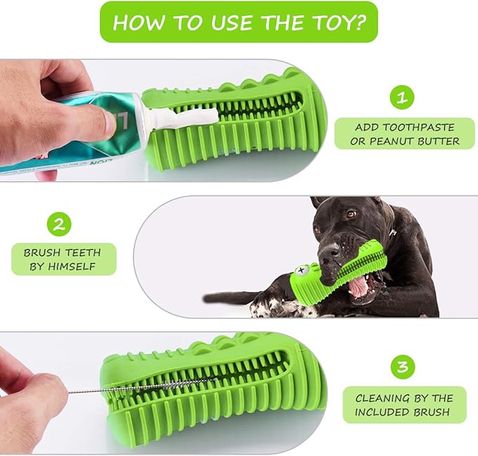 Dog Toys for Aggressive Chewers Large Medium Breed Dog Chew Toys Dog Toothbrush Nearly Indestructible Squeaky Interactive Tough Extremely Durable Toys for Medium Large Dogs - PAWPICO