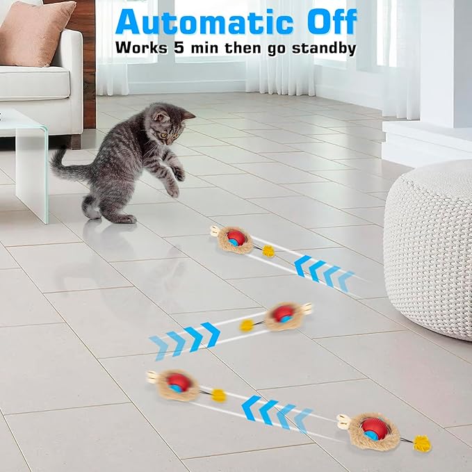 ZNZ Interactive Cat Toys for Indoor Cats, Motion Activate Cat Toy with Mat, Rechargeable Cat Hunting Toy, Hide and Seek Cat Toy for Kitten & Adult Cat - PAWPICO