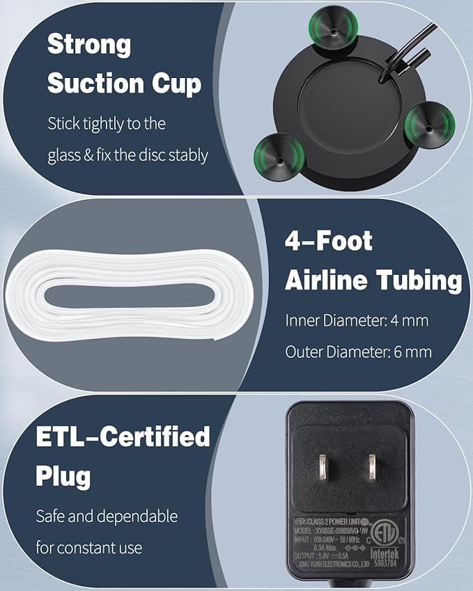 Pawfly Aquarium Air Bubble LED Light Fish Tank Underwater Bubbler Light Aquarium Air Stone Disc with 4 Lighting Modes & 16 Color Changing Effects Multi-Colored Bubbling Light for Fish Tank Decoration Pawfly