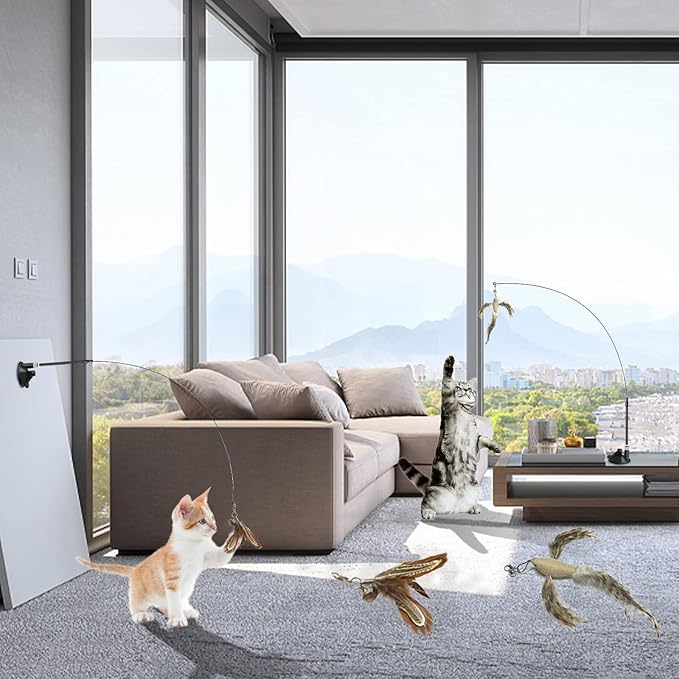 Interactive Cat Toy Cat Toys for Bored Indoor Adult Cats Suction Cup Flying Bird Cat Toy Suitable for Kitten to Play Exercise - PAWPICO