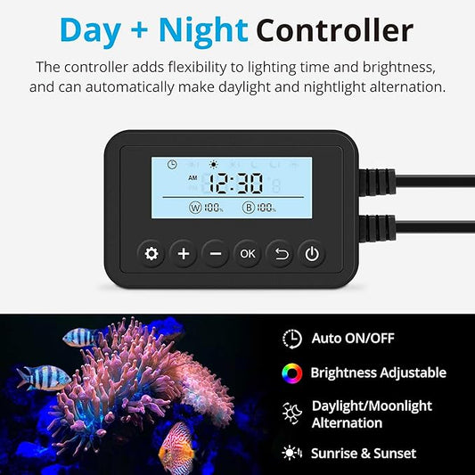 NICREW 24W Saltwater Aquarium Light, Marine LED Reef Light for Corals, Programmable Timer Controller, 24 to 30-Inch NICREW