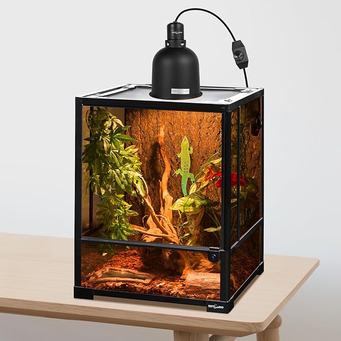 REPTI ZOO Reptile Light Fixture with Dimmable Switch,5.5 inch Deep Dome Lamp Fixture for Reptile Tank Terrarium,Optical Reflection Cover for UVB UVA Bulb Basking Heat Bulb REPTIZOO