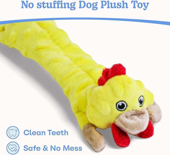 SHARLOVY Dog Squeaky Toys -Chicken Crinkle Dog Toy, Bubble Plush Pet Toys Puppy Teething Toys No Stuffing Animals Dog Toy Doggies Toys Dog Chew Toy for Large Dogs - PAWPICO