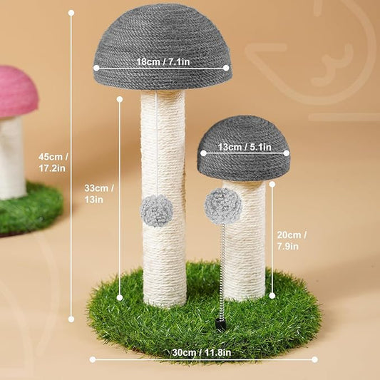Odoland Cat Scratching Post Mushroom Natural Sisal Board Scratcher for Kitten Health and Good Behavior, Furniture Scratch Deterrent Accessories for Cats and Kitten Hrey - PAWPICO