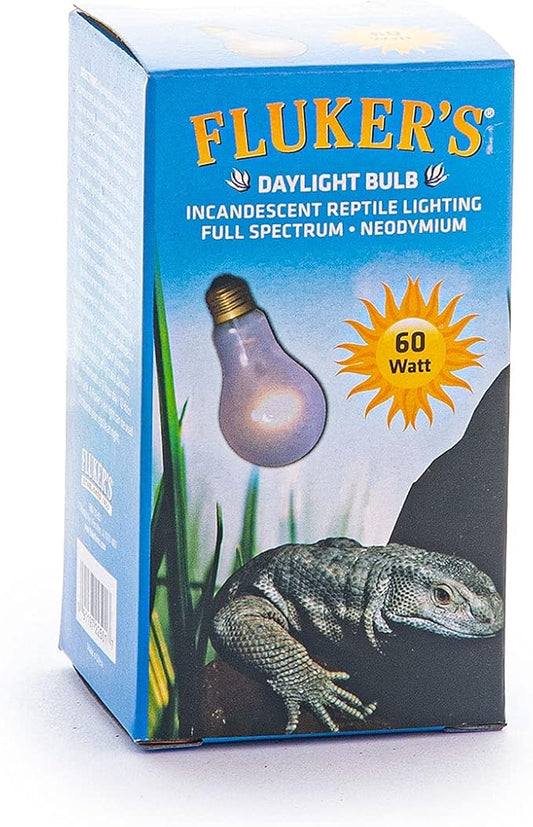 Fluker's Incandescent Reptile Lighting, Full Spectrum Daylight Bulb for Reptiles, Made with Neodymium, Provides Infrared Light, 60-Watt Flukers