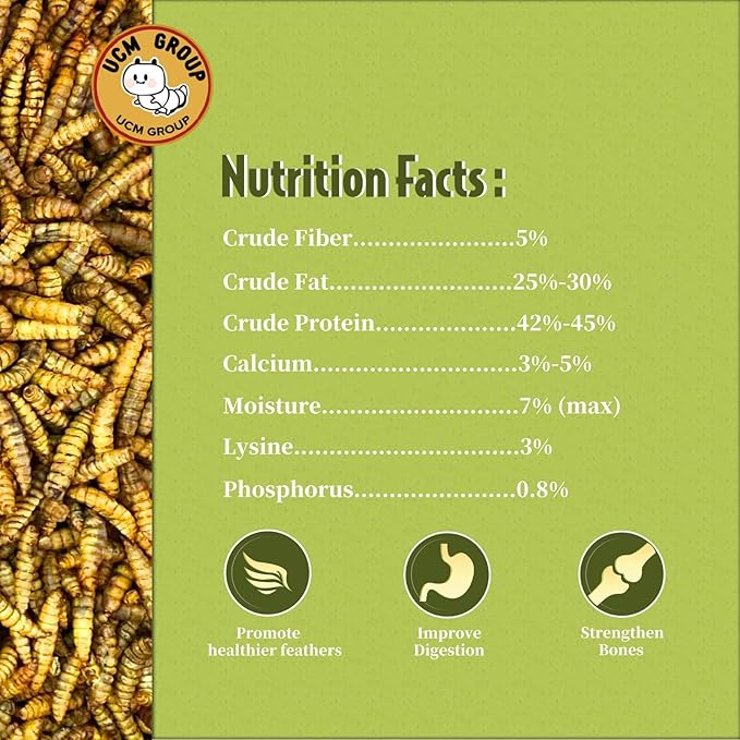 UCM Group 10LB Dried Black Soldier Fly Larvae for Chicken, Poultry, Wild Birds,100% Natural Non-GMO, No Additives, Treat, More Calcium Chicken Treats Than Mealworms UCMGroupUCMGroup