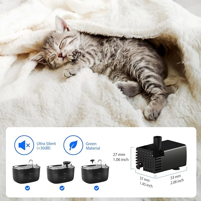 Stouchi Pet Fountain Pump, Cat Fountain Pump Replacement, Suitable for WDQ1 - PAWPICO