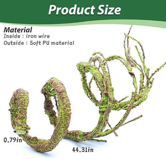 PINVNBY PIVBY Flexible Bend-A-Branch Jungle Vines Pet Habitat Decor Reptile Plants Terrarium for Lizard, Frogs, Snakes and More Reptiles Climbing (Fat: 43.31 x 0.79 Inch) PINVNBY