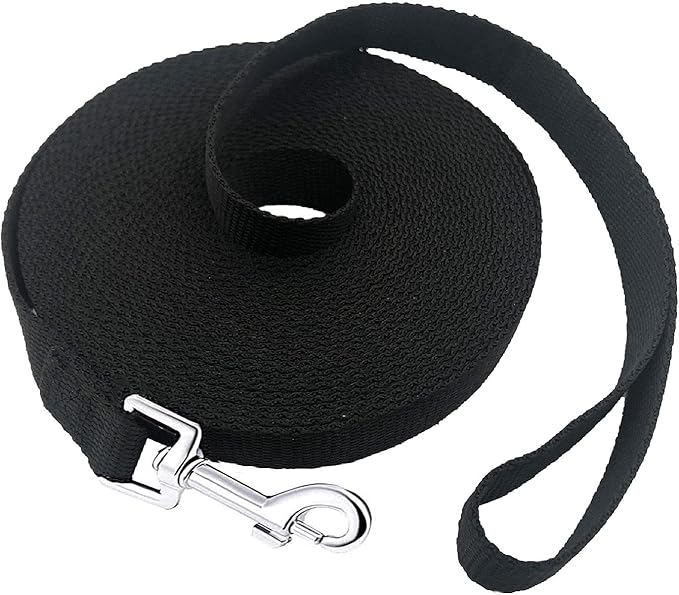 15ft 20ft 30ft 40ft 50ft Long Dog/Puppy Lead Obedience Recall Training Dog Leashes for Small Medium Dogs Camping, Training, Play, or Backyard (15 FT, Black) PETGOGO