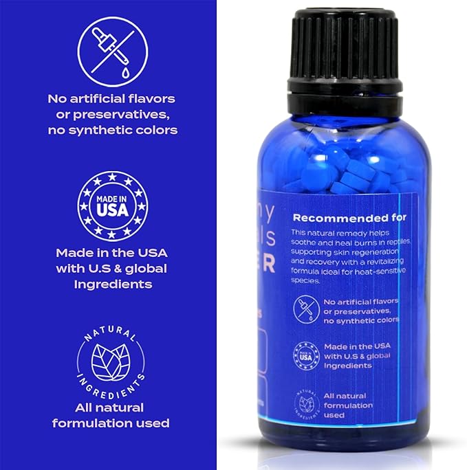 HealthyAnimals4Ever Natural Reptile Burn Recovery Remedy - Soothing & Revitalizing Homeopathic Formula for Burn Care, Skin Recovery & Comfort - 300 Count HealthyAnimals4ever